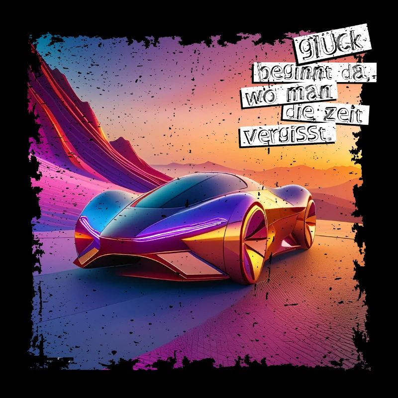 POSTER Glück-Spruch | futuristisches Auto