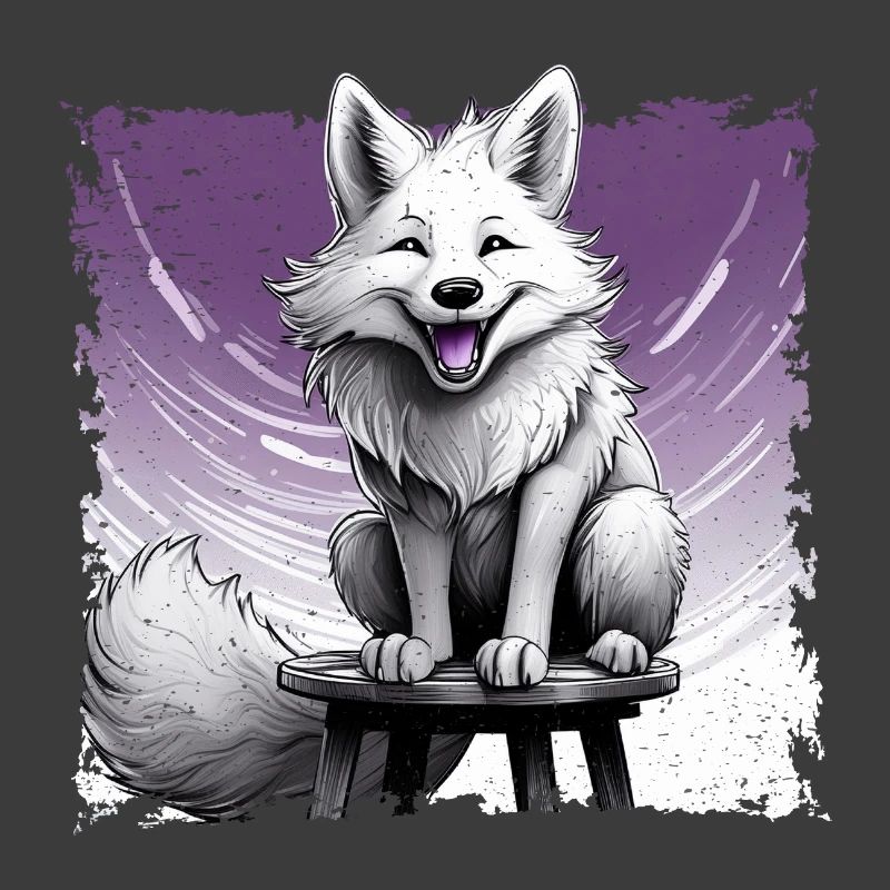 Fox comic, laughing, sitting on stool | Poster