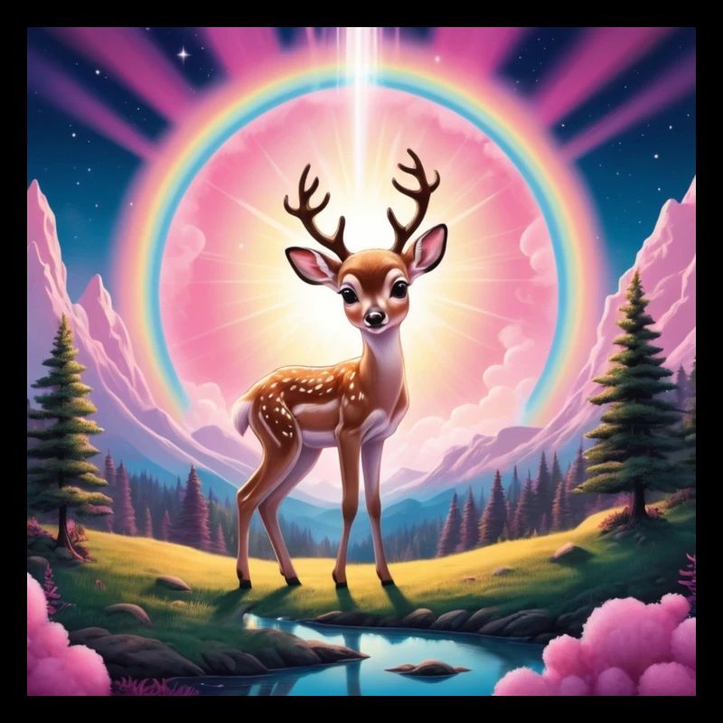 Deer with rainbow