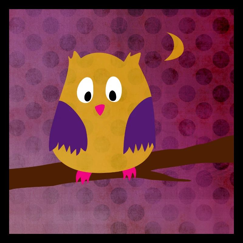 Eule Uhu Poster Dots Punkte Wald violett Kinder