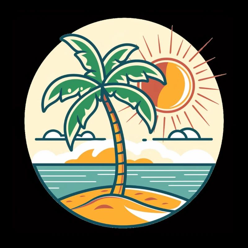 Island palm tree at sunset