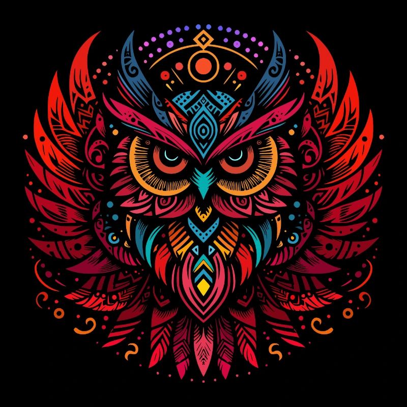 Tribal Eule Mehrfarbig Vogel Eule Geometrisch