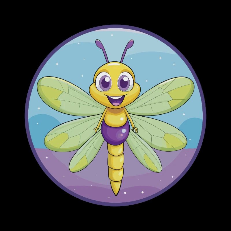 libellule mignon kawaii dessin animé clipart animal de compagnie