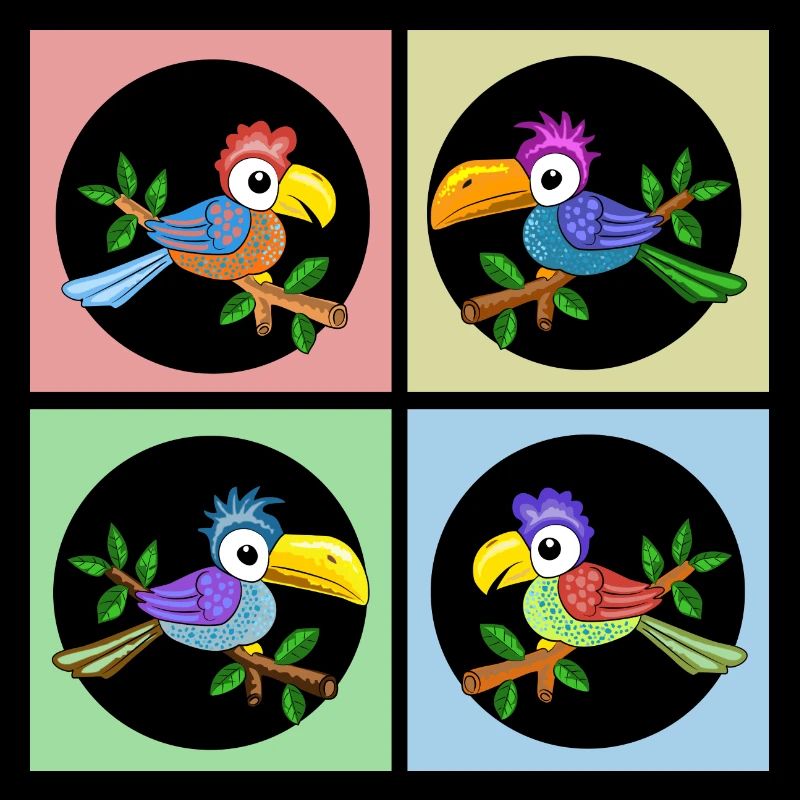 Bunte Papageien in Farbanimation