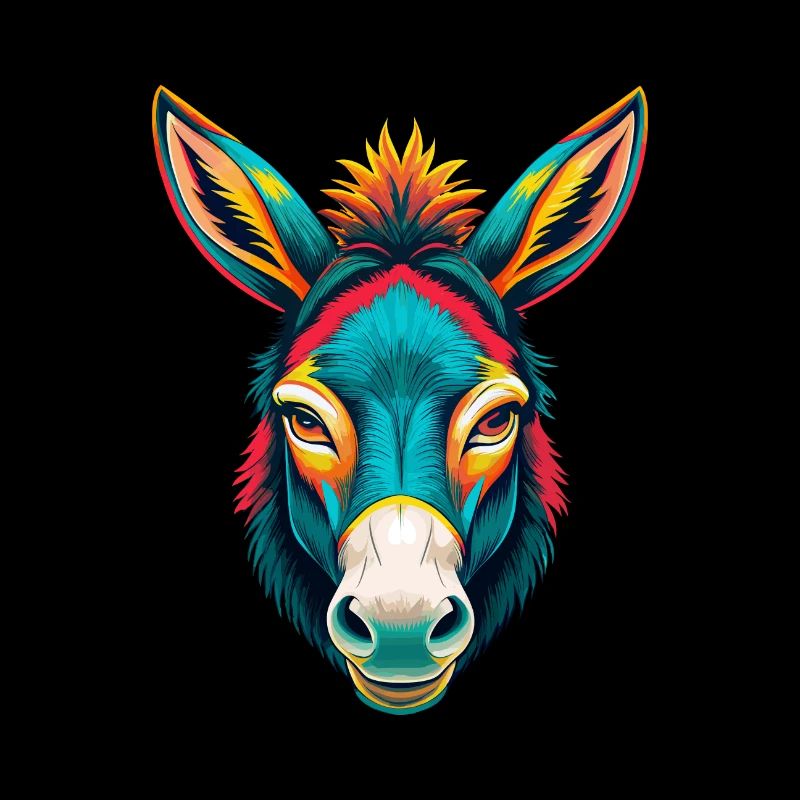 âne mignon kawaii dessin animé clipart visage d’animal