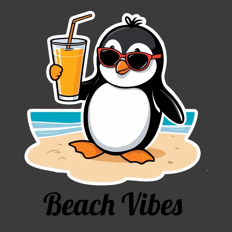 Lässiger Strand-Pinguin – Sommer Urlaubsfeeling