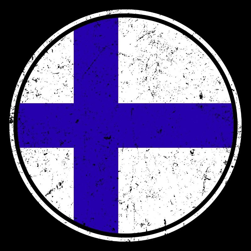 Finnish Flag — Distressed Style & in a Circle