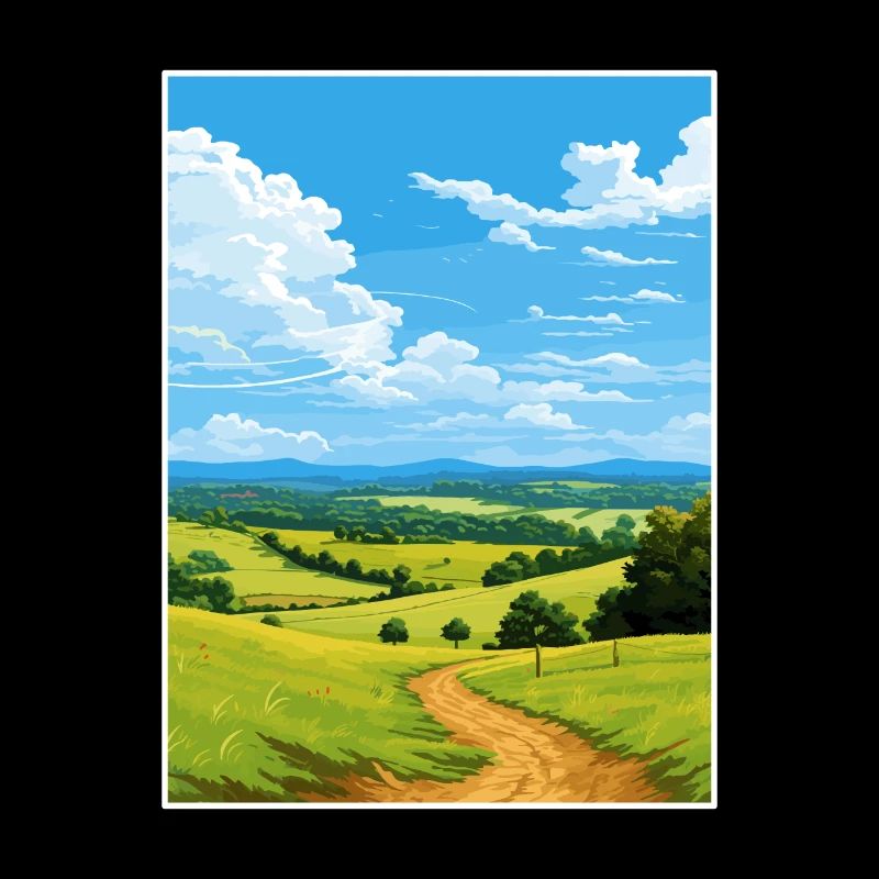Surrey Hills Aonb Reise Poster Souvenir Farbe WPA