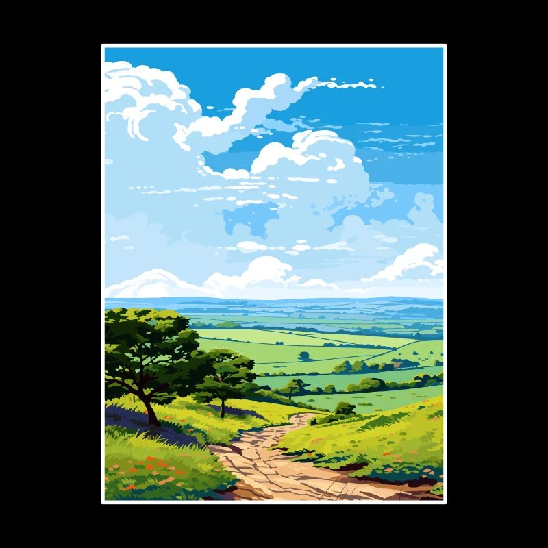 Quantock Hills Aonb Vintage Reiseposter Souvenir