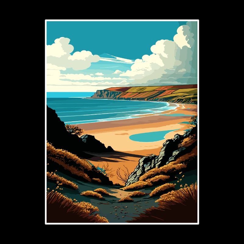 Péninsule de Gower Anob Affiche de voyage Souvenir WPA