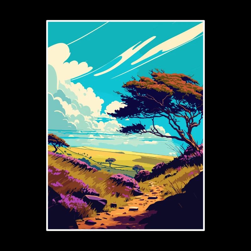 Quantock Hills Aonb Vintage Reiseposter Souvenir