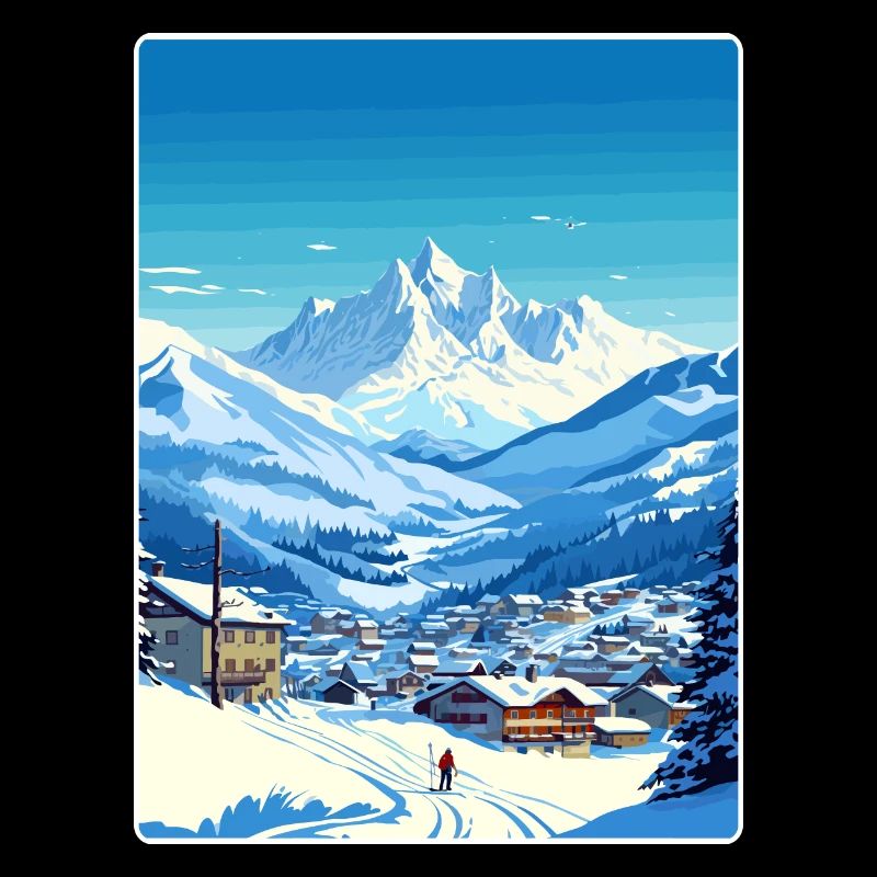 Chamonix Ski Ski Affiche de voyage vintage Souvenir