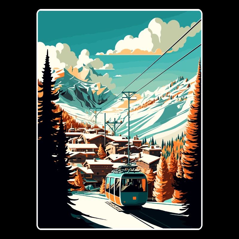 Val D Isere Ski Reise Poster Souvenir Farbe WPA