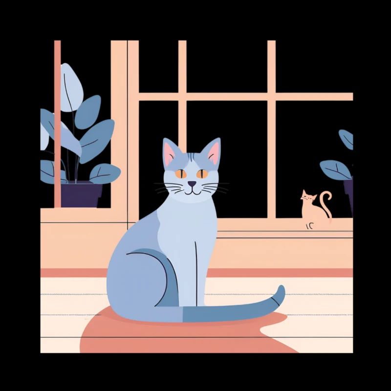 Blue Cat by Window Afternoon