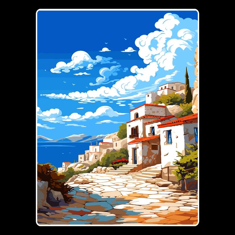 Péninsule de Mani Grèce Affiche de voyage Souvenir WPA