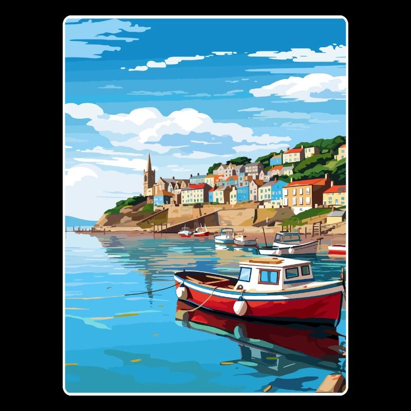 Looe England Reise Poster Souvenir Postkarte Farbe