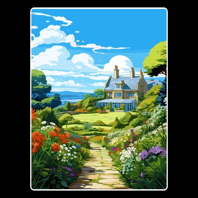 Glendurgan Gardens Angleterre Affiche de voyage souvenir