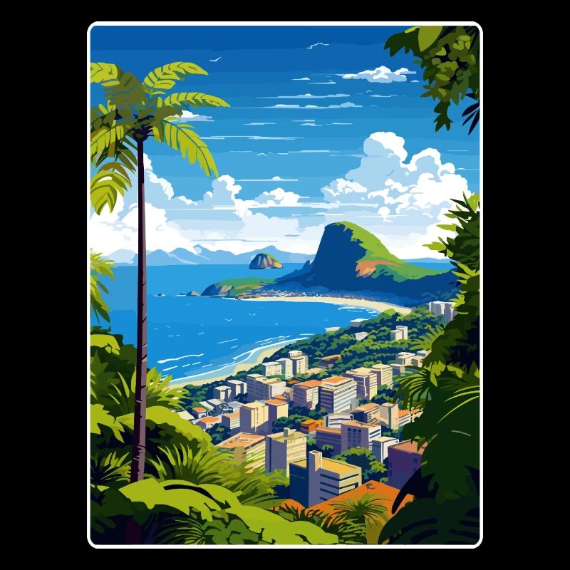 Rio de Janeiro Brésil Affiche de voyage Souvenir WPA