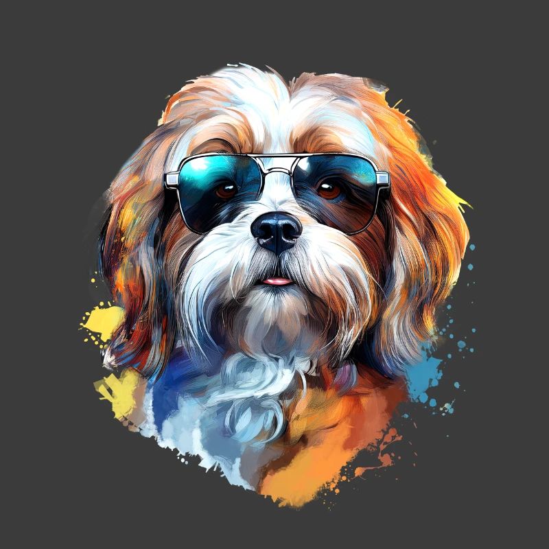 Lhasa Apso with sunglasses