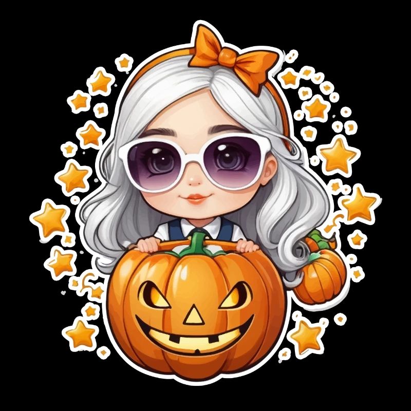Fille à Halloween avec citrouille et étoile