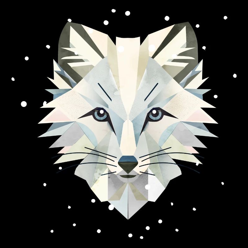 Magical arctic fox in geometric elegance