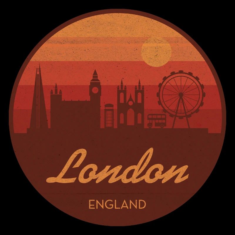 La silhouette de Londres dans un coucher de soleil rétro