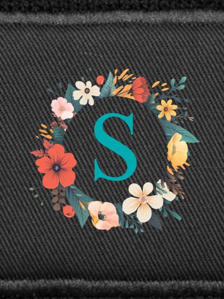 S Monogramm, Blumen-Kranz, personalisierbar