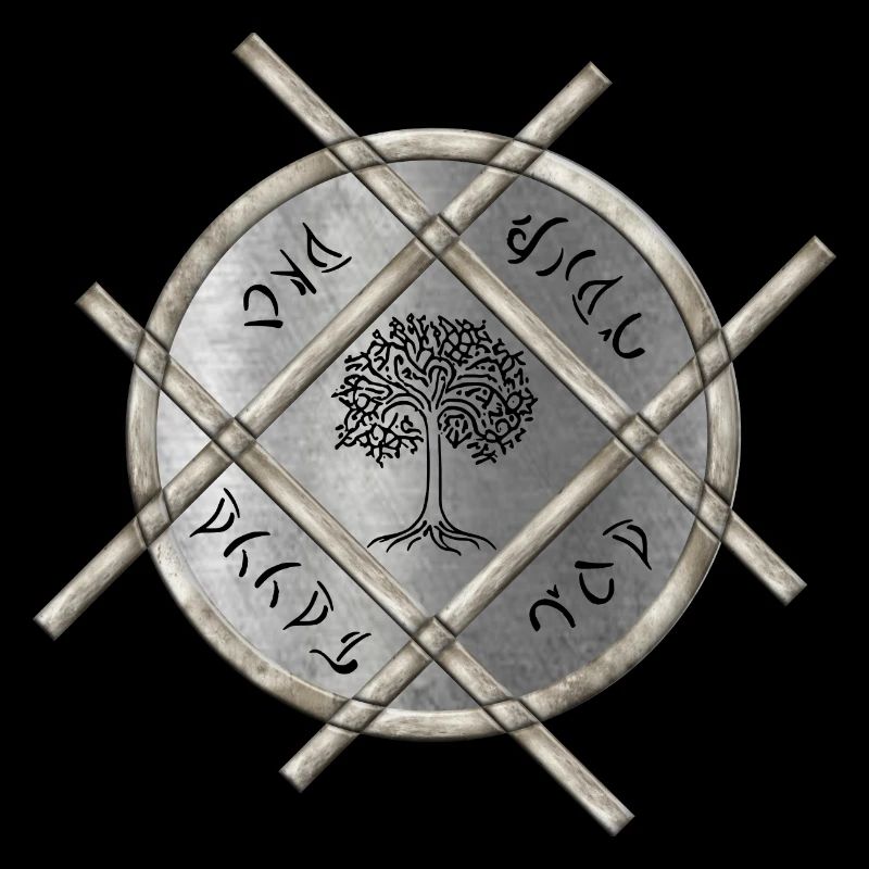 Médaillon argenté symbolique