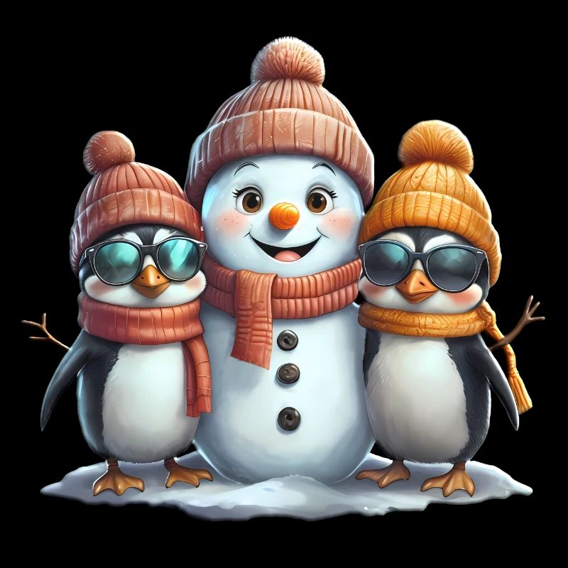 Winter Friends: Penguins & Snowman
