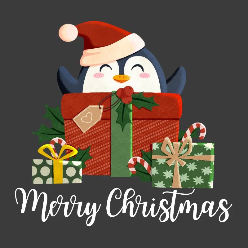 Joyeux Noël - Pingouin de Noël - blanc