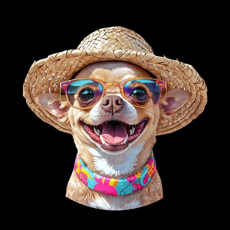 Chihuahua mit Strohhut & Sonnenbrille