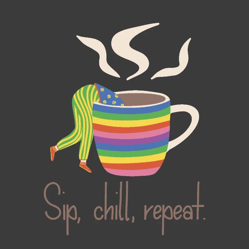 Sip, chill, repead - Rainbow Coffee Lover