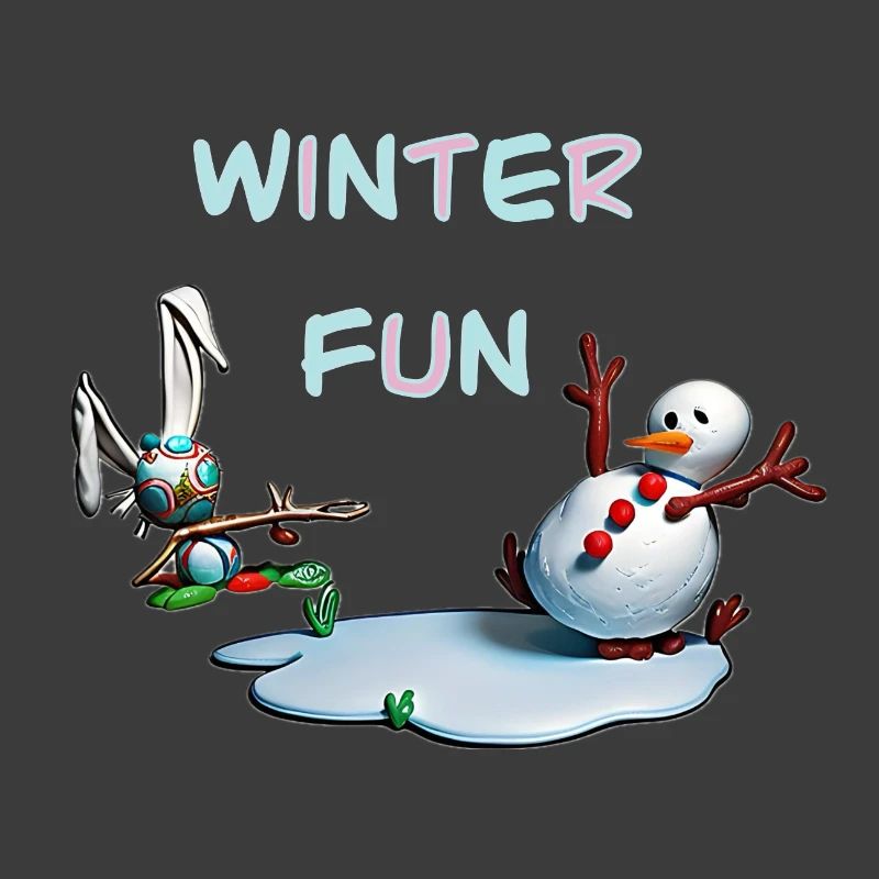 Winter Fun: Bunny and Snowman