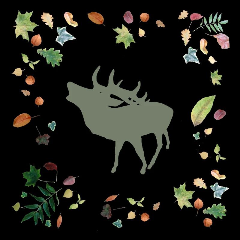 Deer with autumn leaves