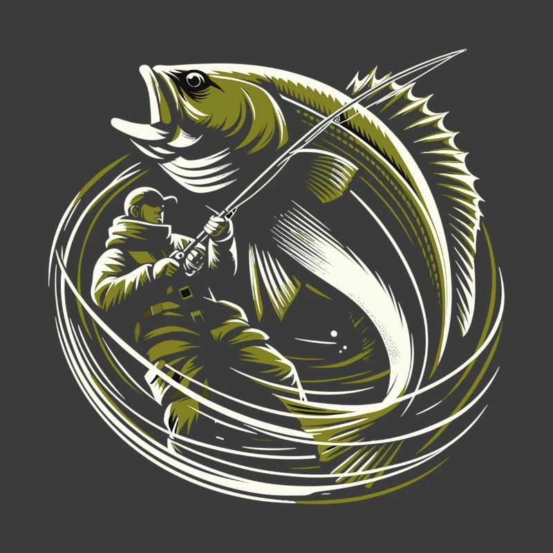 Pêche Pêcheur Morue Poisson Géant Vert Olive Cadeau