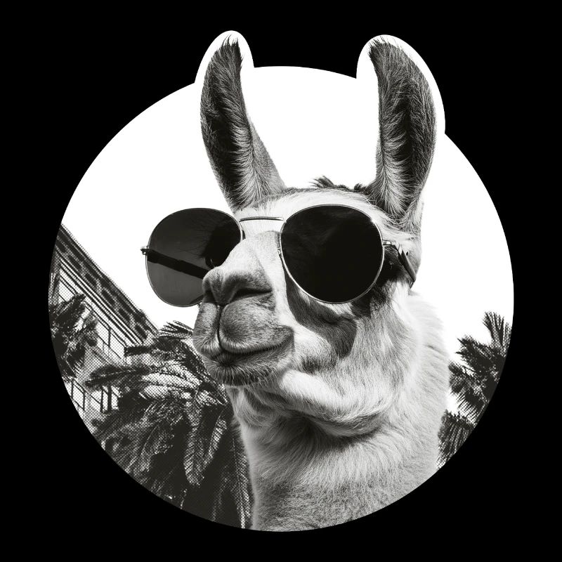 Lama im Urlaub, Palmen, komischer Humor
