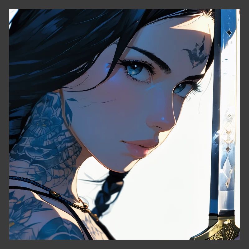 N-dless Nights : Fille Anime tatouée avec une épée