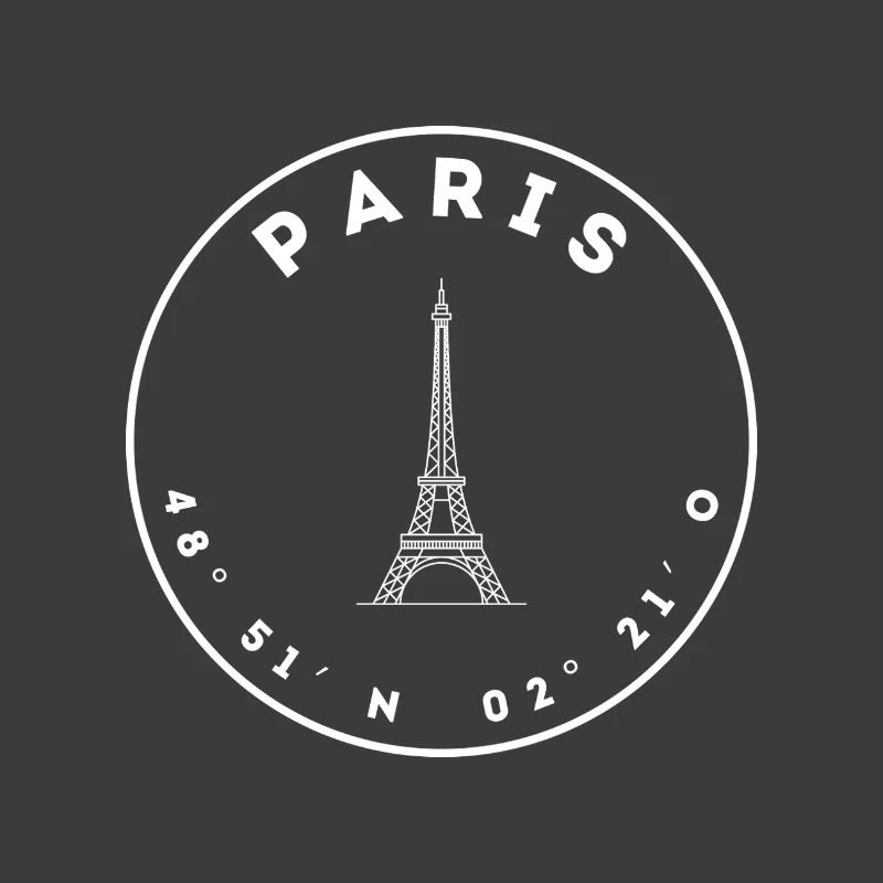 Paris mit Eifelturm und Koordinaten