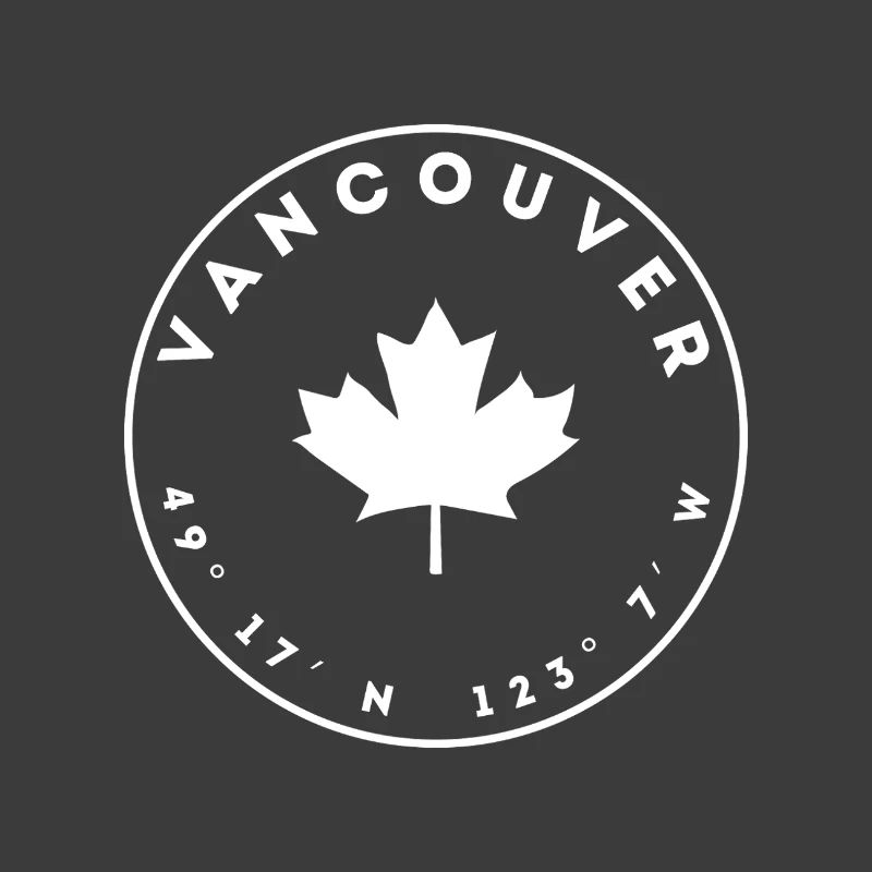 Vancouver with Maple Leaf and Coordinates