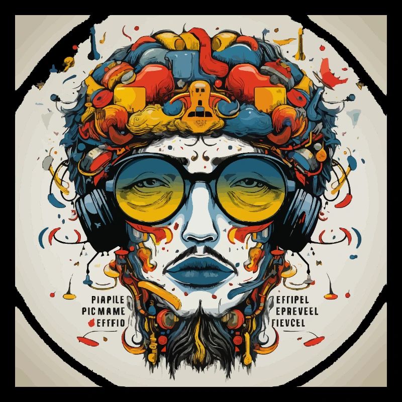 Abstract Psychedelic Music Enthusiast Portrait