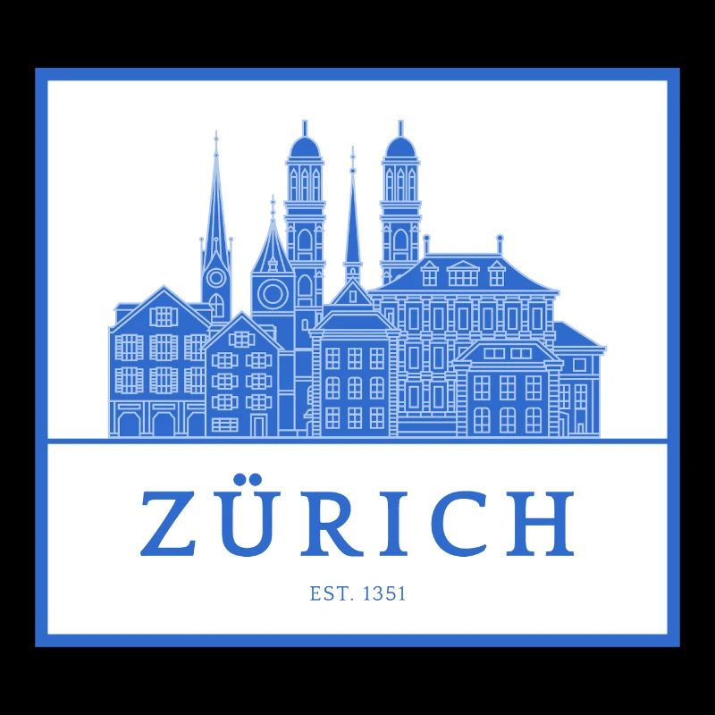 Zurich Skyline Blue Silhouette