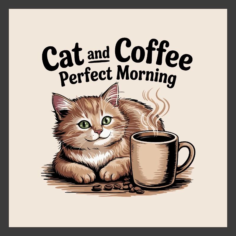 Le chat et le café sont une matinée parfaite