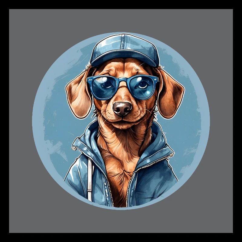 Teckel Teckel avec lunettes de soleil et sweat à capuche