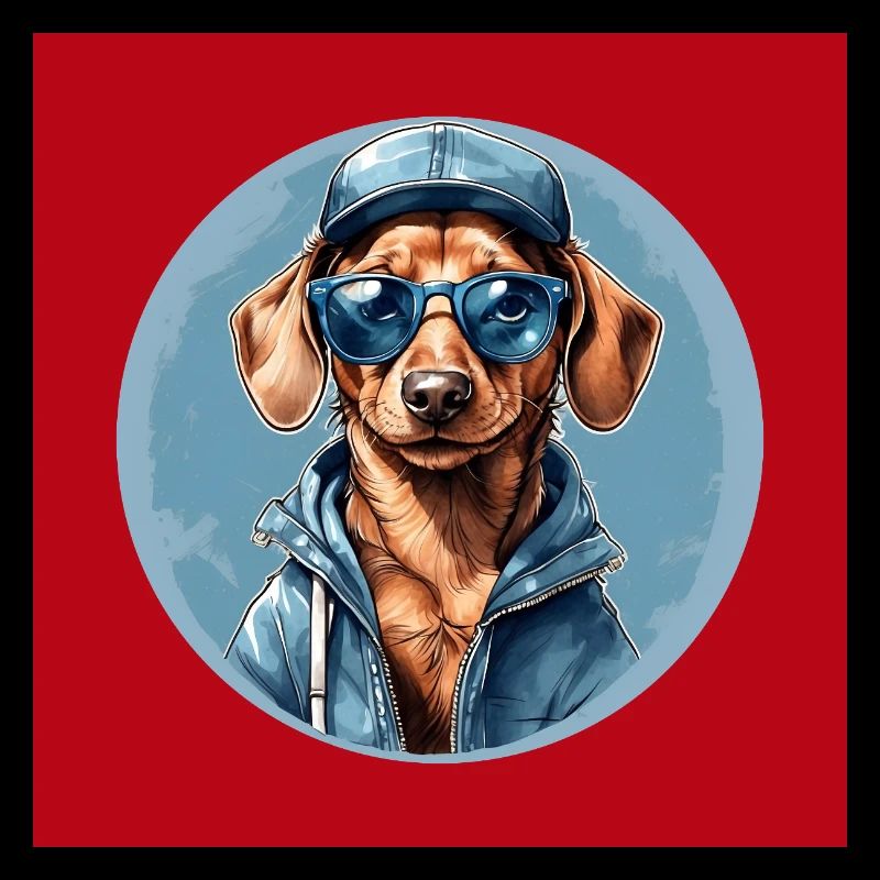 Teckel Teckel avec lunettes de soleil et sweat à capuche