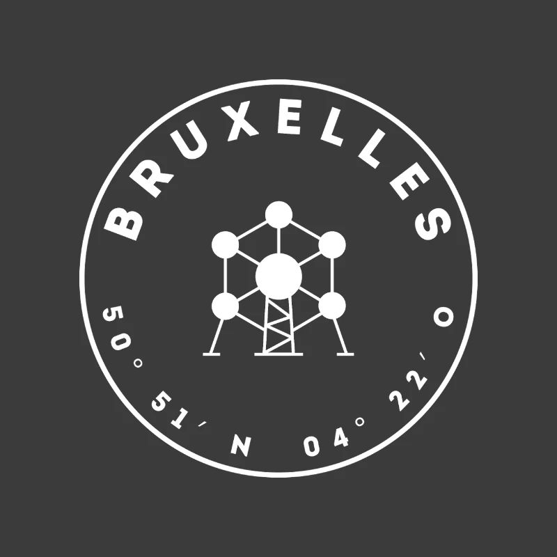 Brussels with Atomium and coordinates