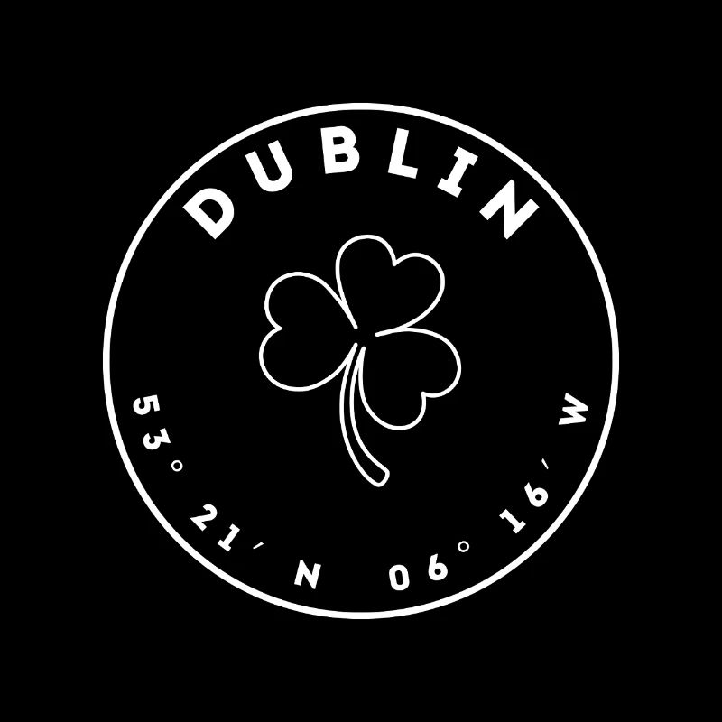 Dublin with Shamrock and Coordinates