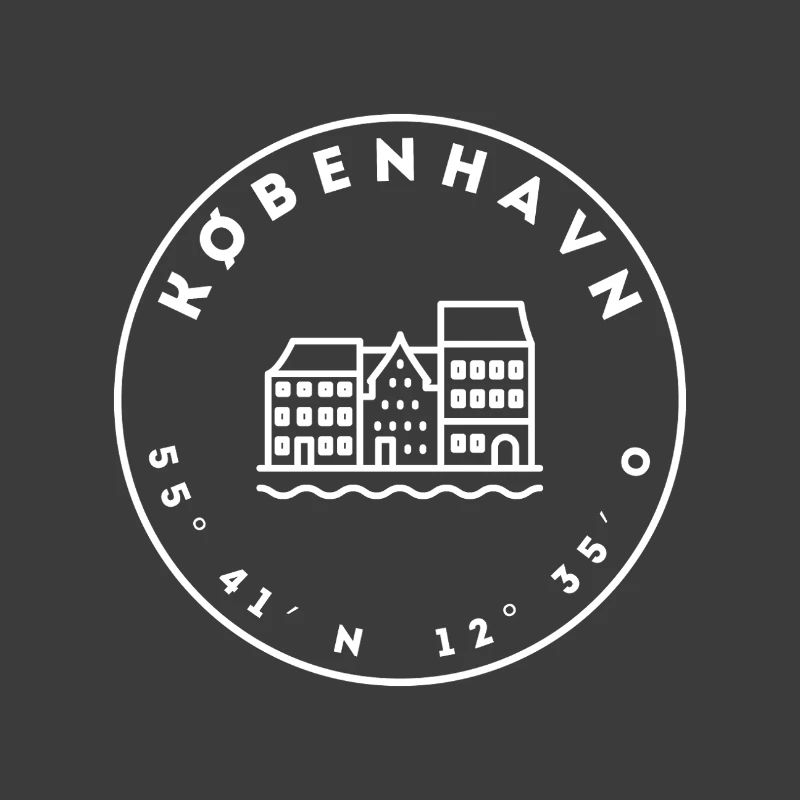 Copenhague avec ses maisons et ses coordonnées