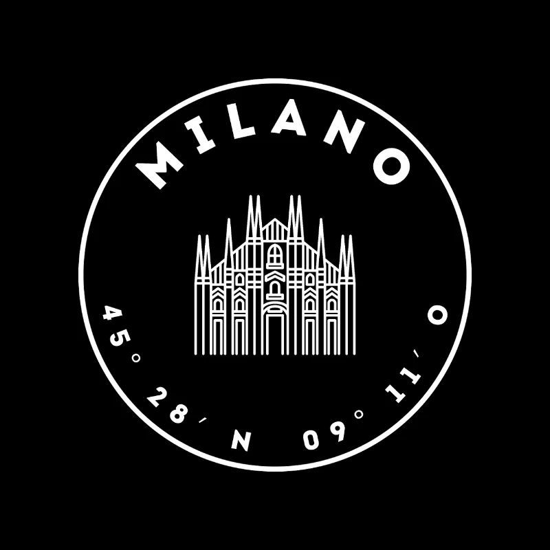 Milan with Duomo and coordinates