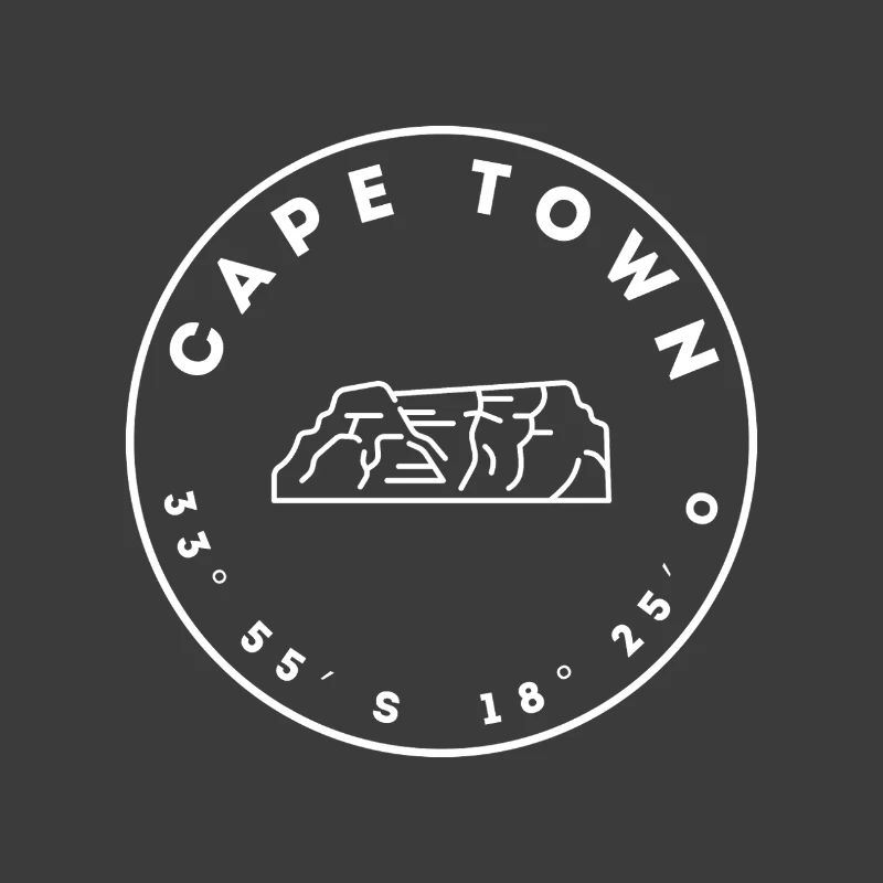 Cape Town with Table Mountain and coordinates