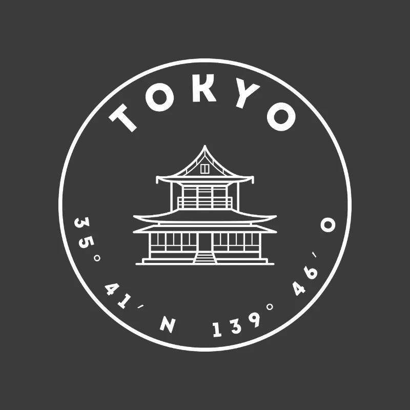 Tokyo with temples and coordinates